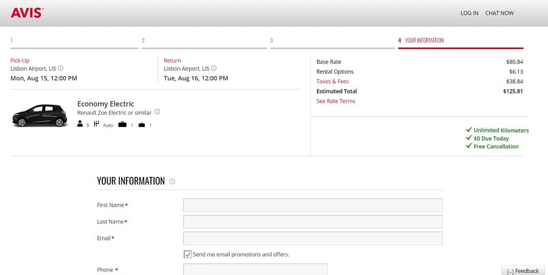 How to add a AVIS promo code