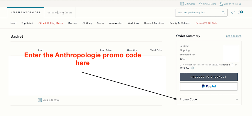 How to use an Anthropologie Promo Code