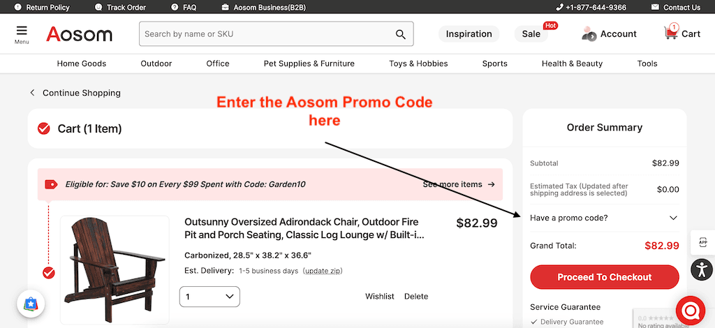 How to add an AOSOM promo code