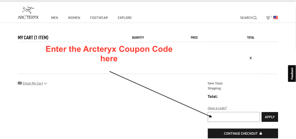 How to use a Arcteryx Coupon Code
