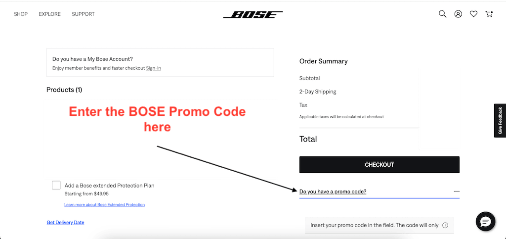 How to use a BOSE Promo Code