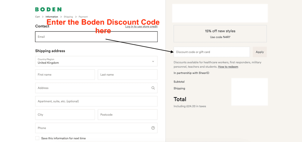 How to use a Boden Discount Code