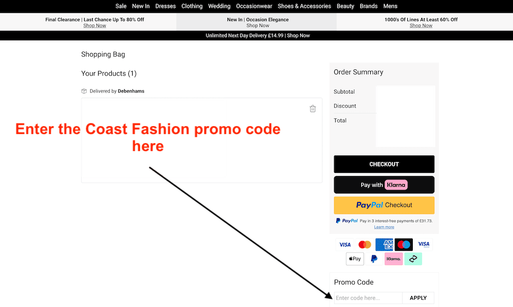 How to use a CoastFashion Promo Code