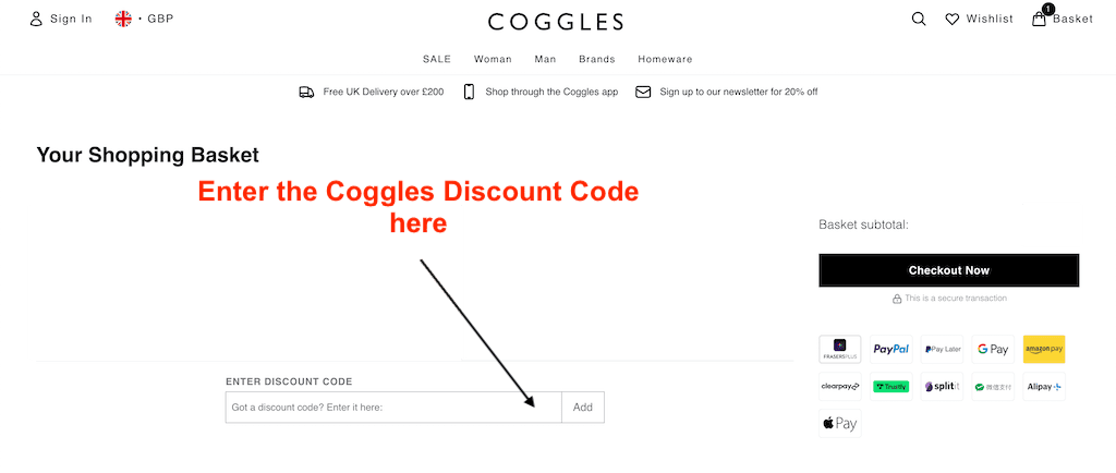 How to use a Coggles Discount Code