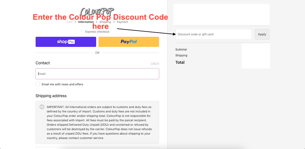 How to use a ColourPop Discount Code