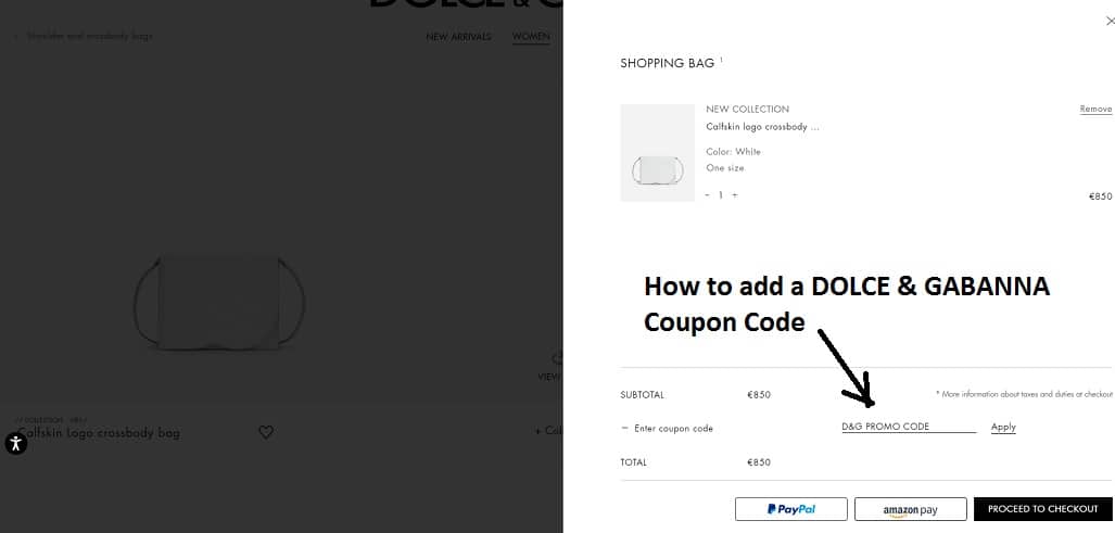 How to Add a Dolce & Gabbana Coupon Code — Step by Step