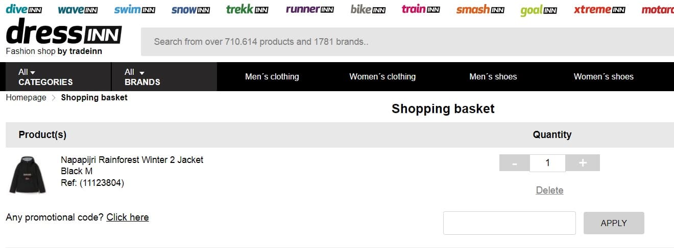 How to add a DressInn.com Promotional Code