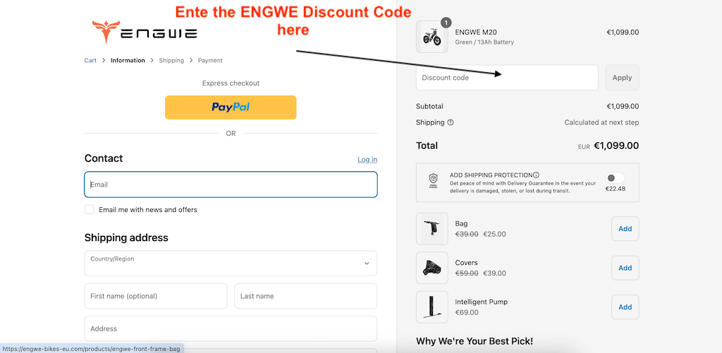 How to use an ENGWE discount code