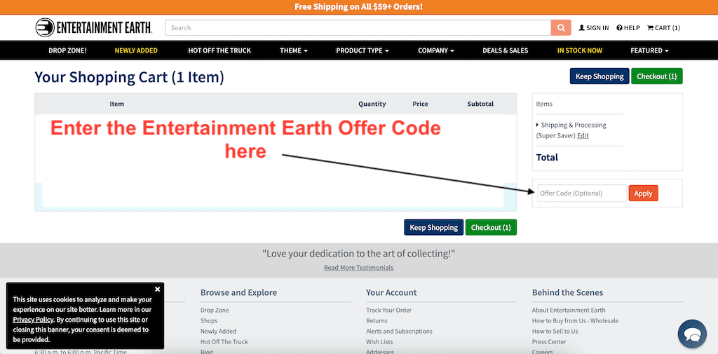How to use a Entertainment Earth Coupon Code