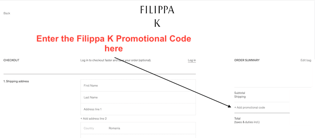 How to use a Fillipa K Promotional Code