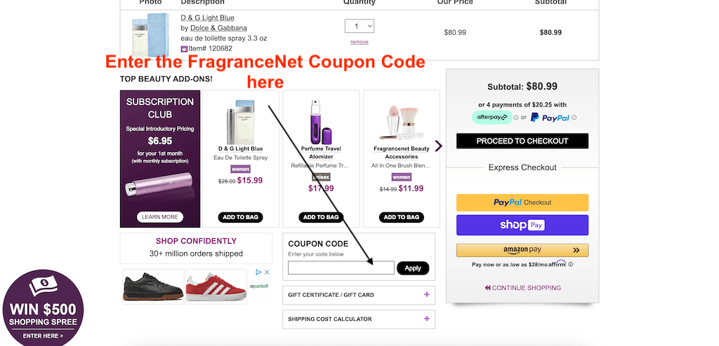 How to use a FragranceNet Coupon Code