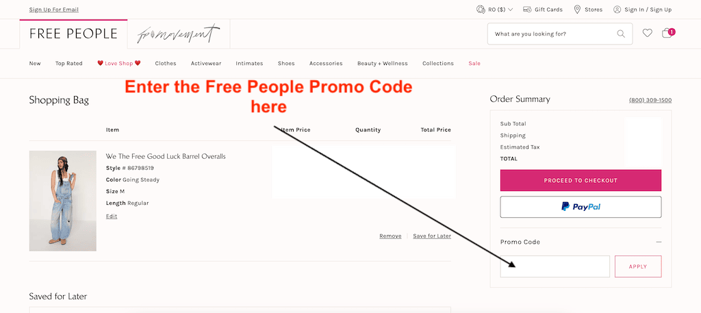 How to use a FreePeople Promo Code