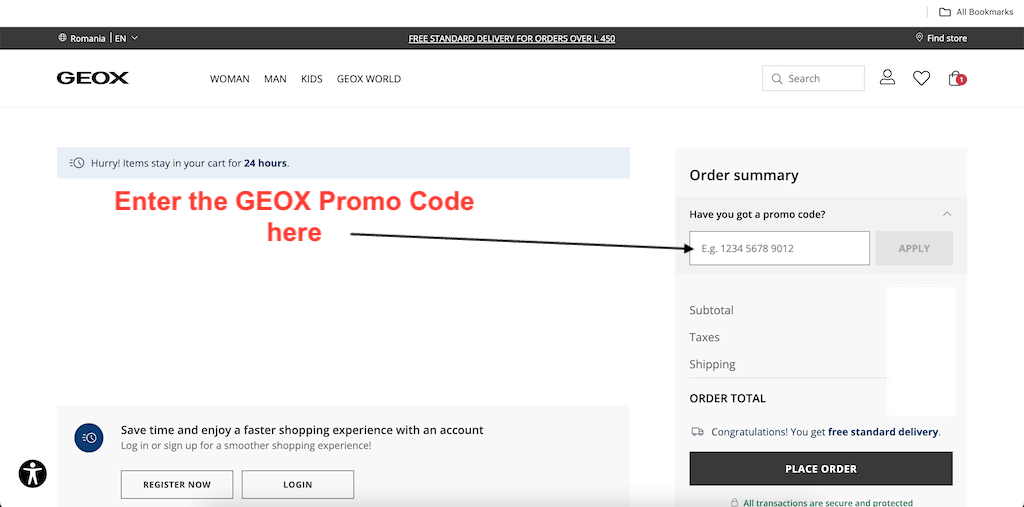 How to use a GEOX Promo Code