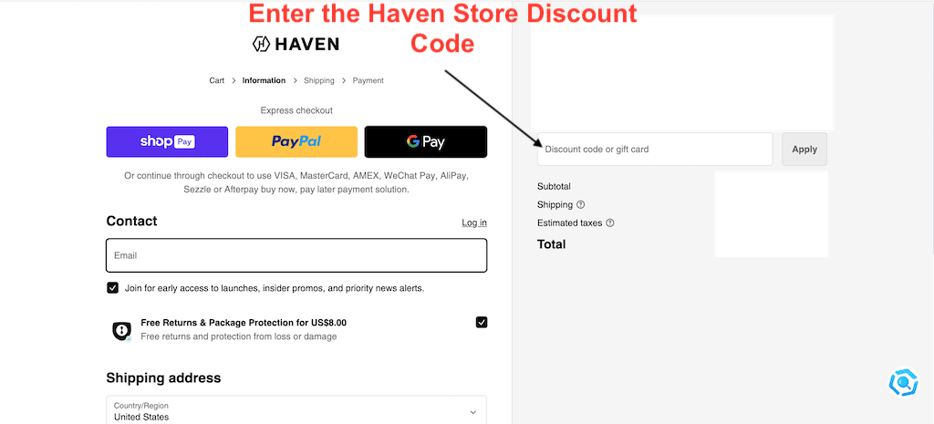 How to use a Haven Discount Code