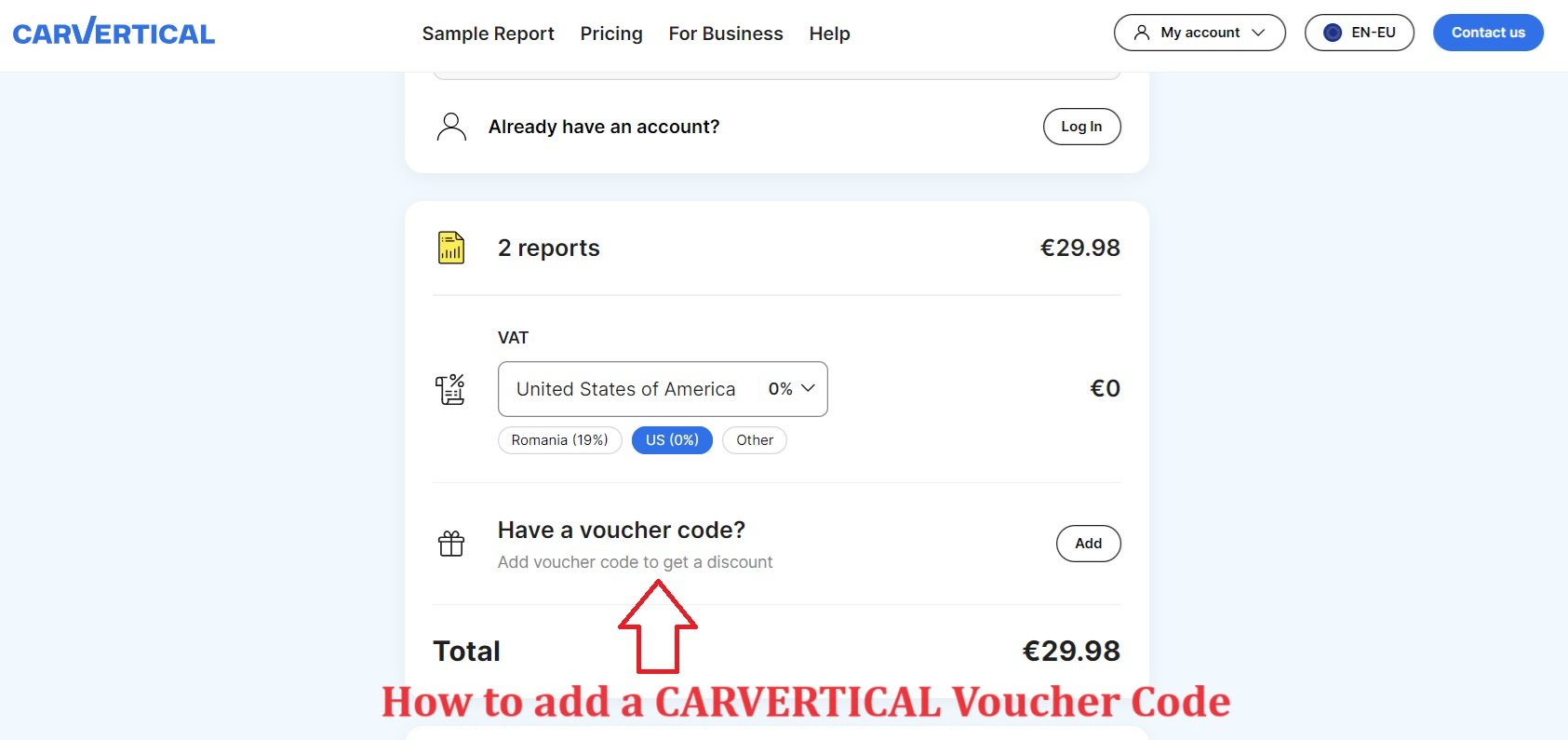 How to add a CARVERTICAL Voucher Code