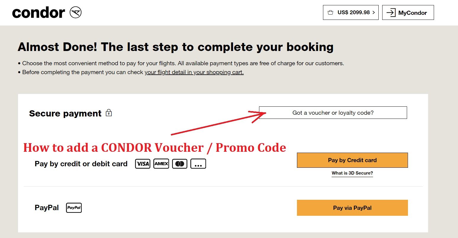 How to use a CONDOR promo code or voucher