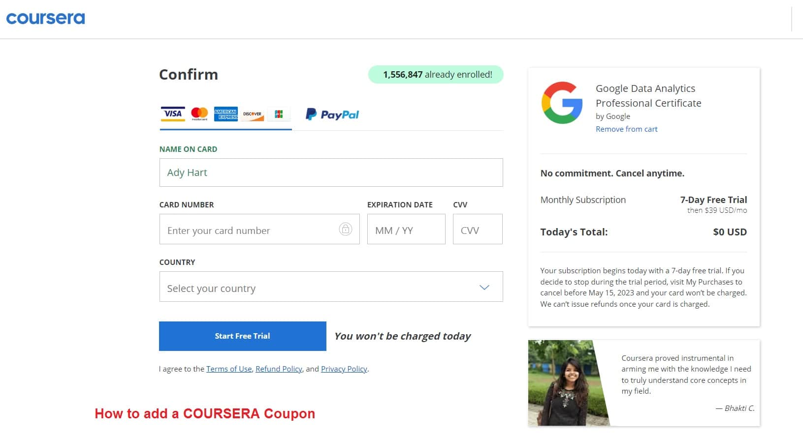 How to Add a Coursera Coupon Code- Step-by-Step