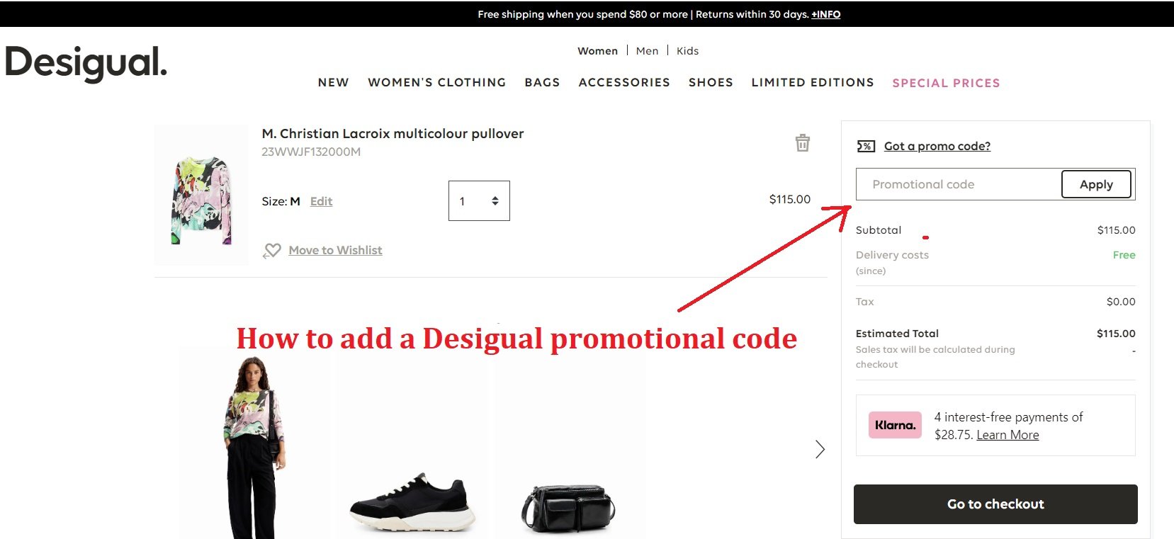 How to add a DESIGUAL promo code