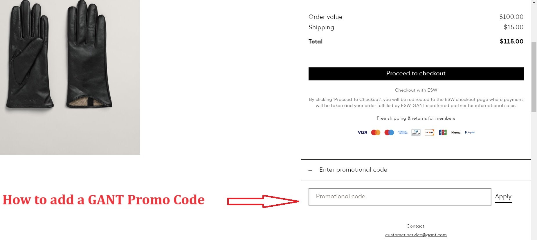 How to add a GANT Discount Code