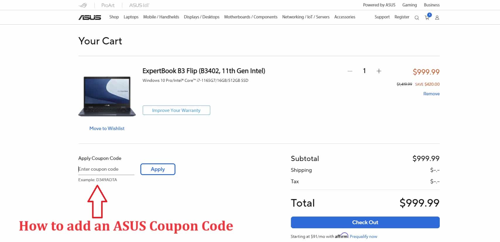 How to add an ASOS Coupon Code