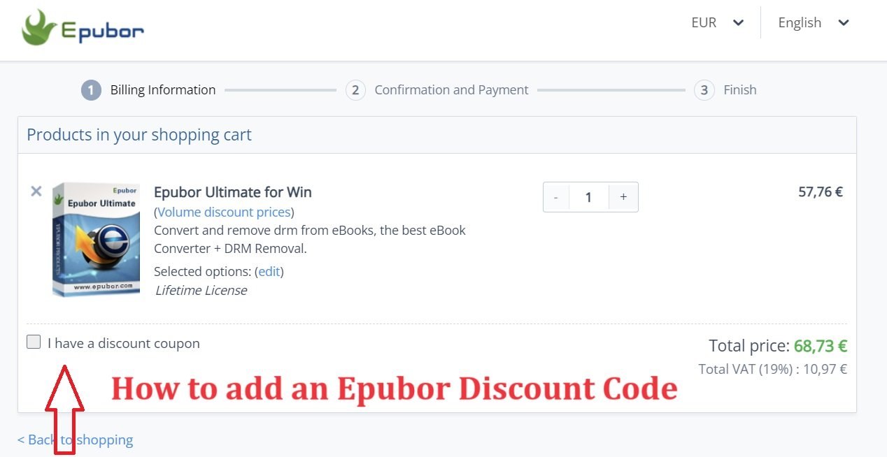 How to add an Epubor Discount Code