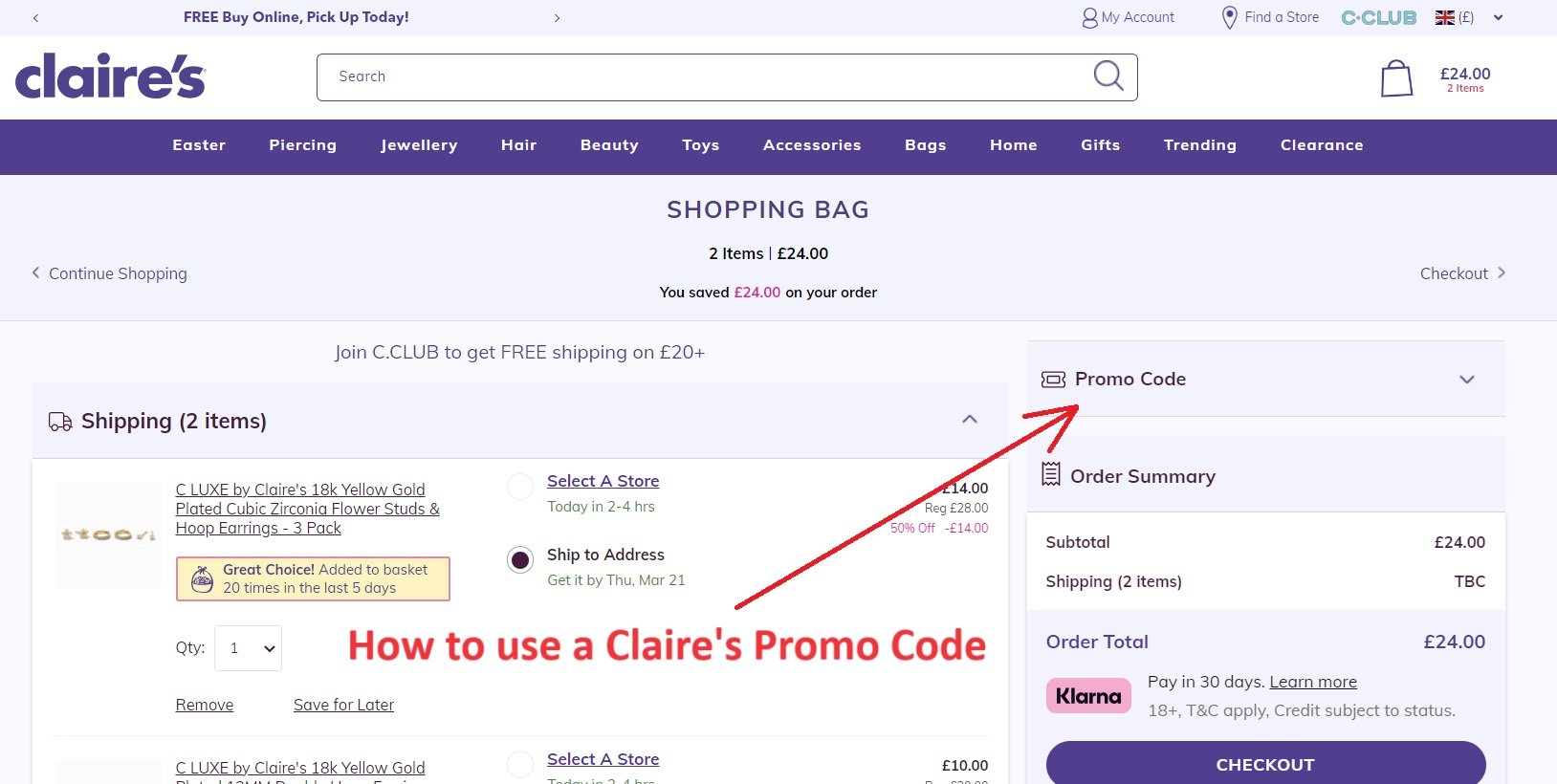 How to use a Claire's Promo Code