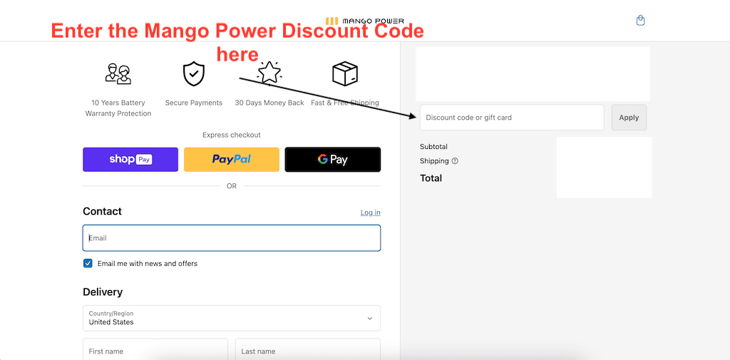 How to use a Mango Power Discount Code