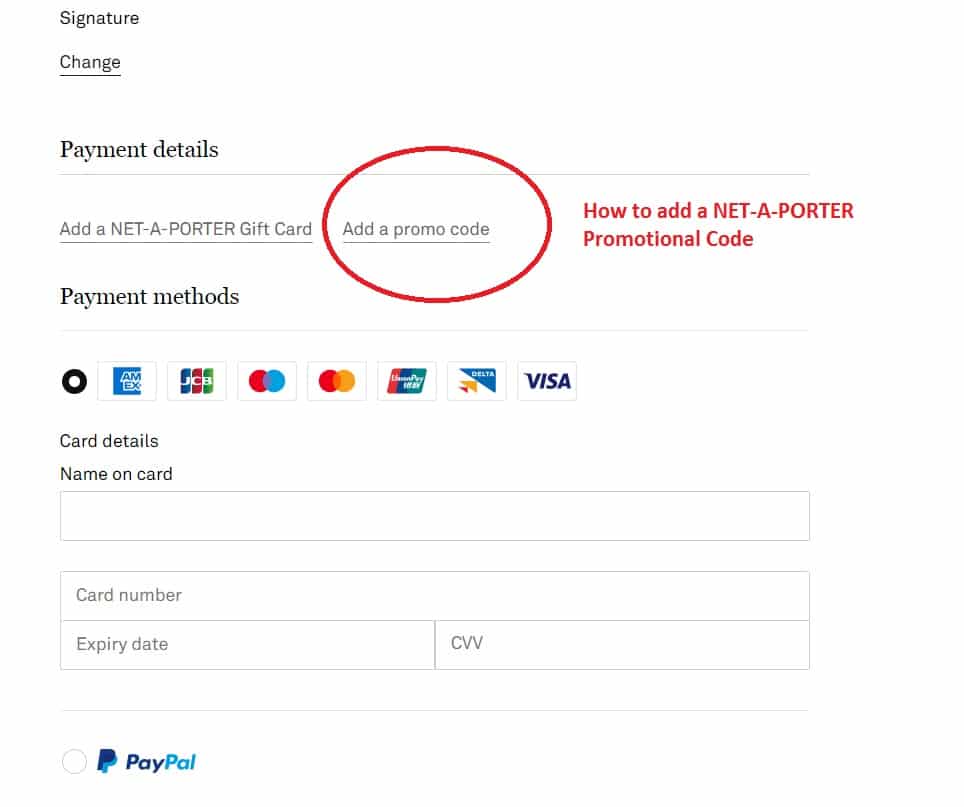 How to add a Net-A-Porter Promo Code