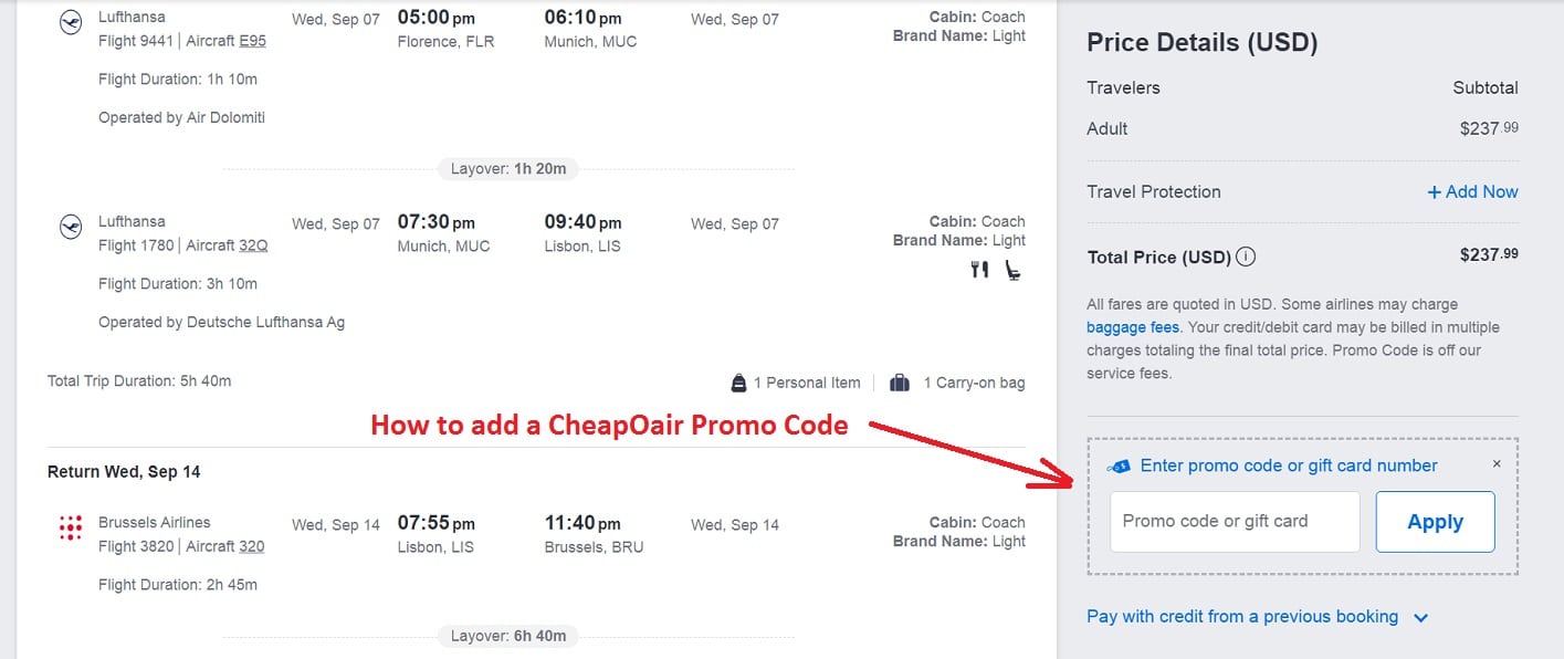 How to add a CHEAPOAIR.com Promo Code