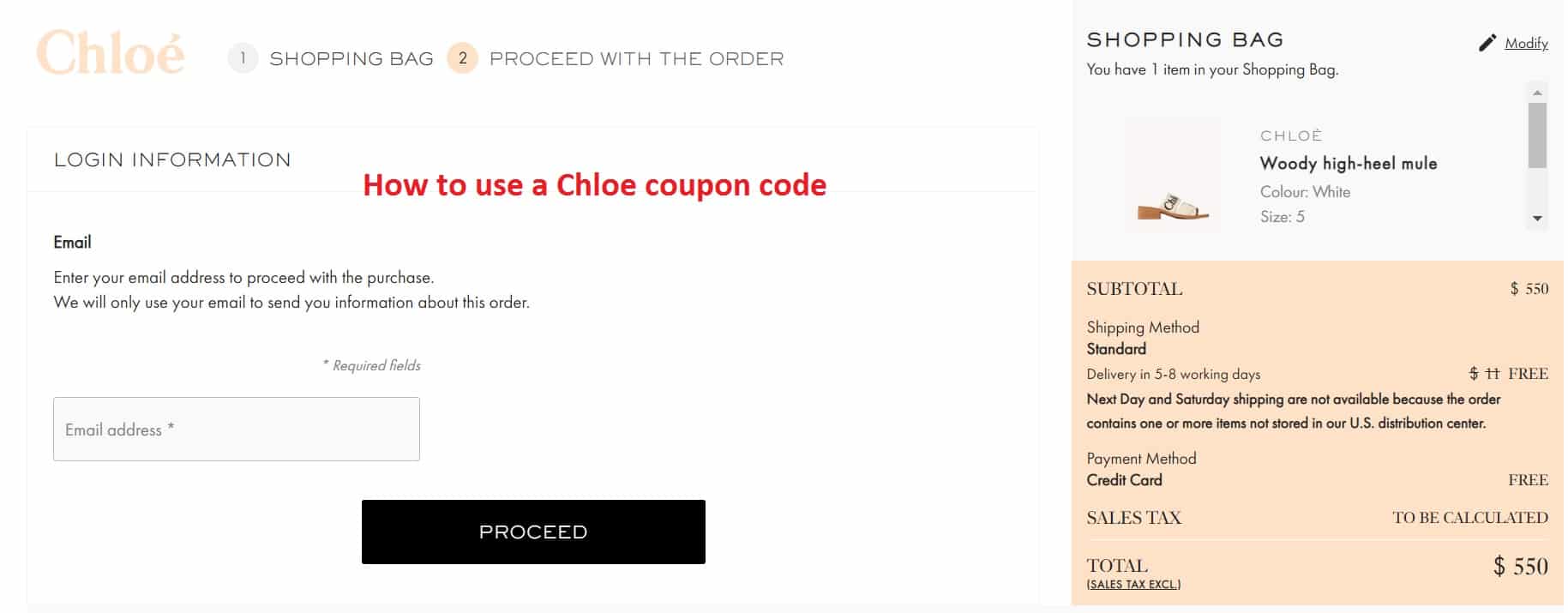 How to add a CHLOÉ coupon code