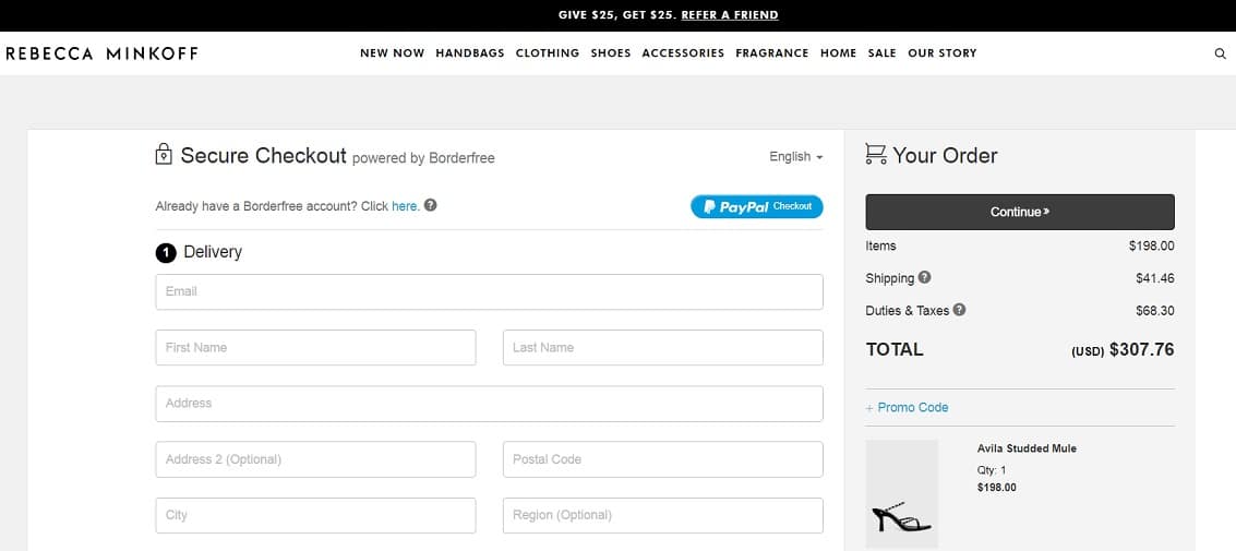 How to add a REBECCA MINKOFF promo code